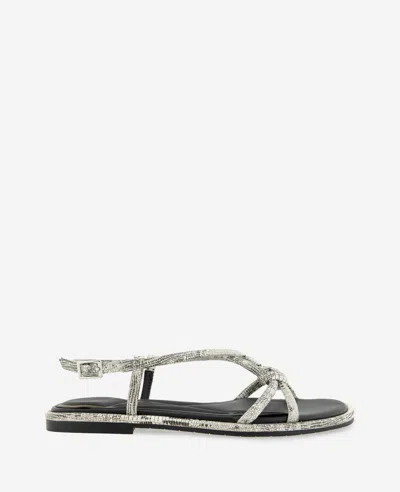 Kenneth Cole Paria Embossed Knot Detail Sandal In Silver