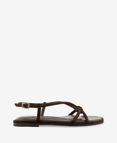 Kenneth Cole Paria Suede Knot Detail Sandal In Brown