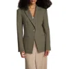 Kenneth Cole Peak Lapel Single Button Blazer In Green