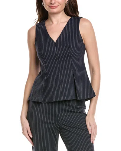 Kenneth Cole Peplum Pinstripe Vest In Blue