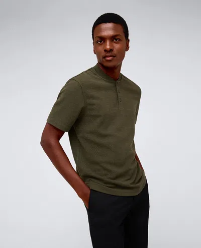 Kenneth Cole Performance Band-collar Henley In Dark Green