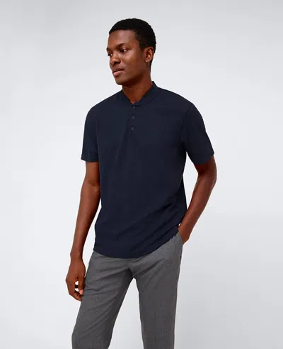 Kenneth Cole Performance Band-collar Henley In Navy