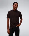 Kenneth Cole Performance Button Polo In Dark Brown