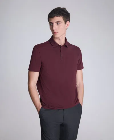 Kenneth Cole Performance Button Polo In Purple