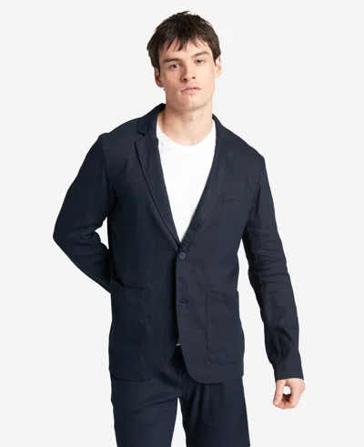 Kenneth Cole Performance Patch Pocket Linen Blazer In Navy