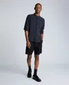 Kenneth Cole Performance Pleated Linen Short In Black