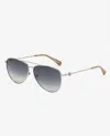 Kenneth Cole Pilot Titanium Aviator Sunglasses In Nickeltin