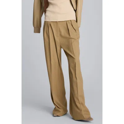 KENNETH COLE KENNETH COLE PINSTRIPE DOUBLE PLEAT HIGH WAIST WIDE LEG PANTS