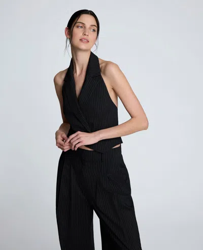 Kenneth Cole Pinstripe Halter Vest In Black