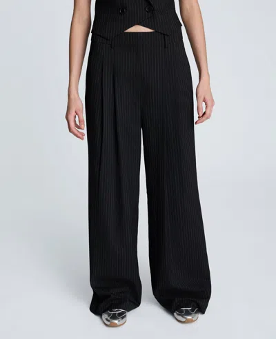 Kenneth Cole Pinstripe Pleat Front Wide Leg Pant