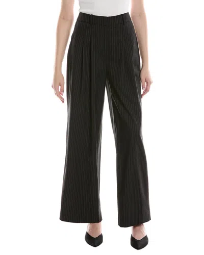 Kenneth Cole Pinstripe Pleated Wide Leg Pant In Black