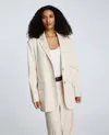 Kenneth Cole Pinstripe Relaxed Fit Boyfriend Blazer In Neutral