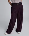 Kenneth Cole Pinstripe Pleated Double Belted High Waist Wide Leg Pants In Purple