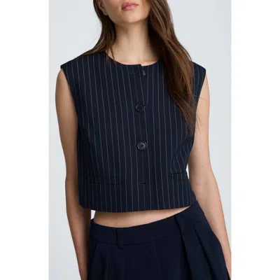Kenneth Cole Pinstriped Boxy Vest In Blue
