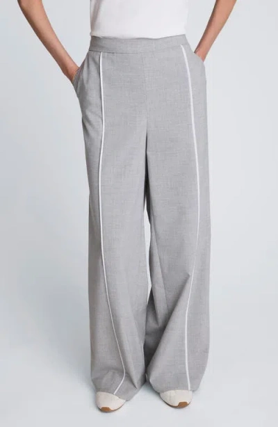 Kenneth Cole Piping Detail Wide Leg Pants In Gray