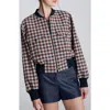 Kenneth Cole Check Patch Pocket Cropped Bomber In Blue