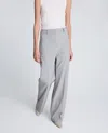 Kenneth Cole Plaid Fly Front High Rise Boyfriend Wide Leg Pant In Gray