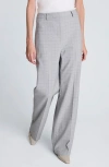 Kenneth Cole Plaid High Waist Wide Leg Pants In Gray