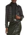 Kenneth Cole Cropped Plaid Jacket In Black