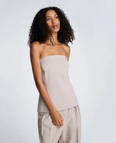 Kenneth Cole Plaid Sleeveless Bustier With Belt Loops