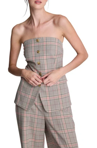 Kenneth Cole Plaid Strapless Vest In Brown
