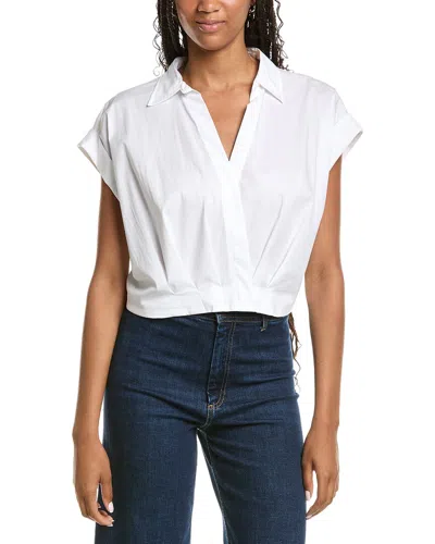 Kenneth Cole Pleat Cross Over Front Shirt In White