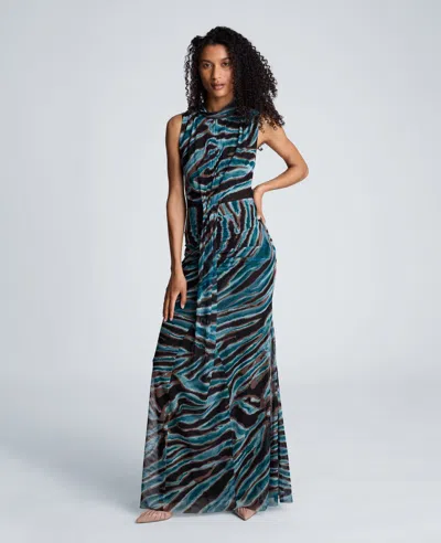 Kenneth Cole Pleated Bodice Maxi Dress In Multi