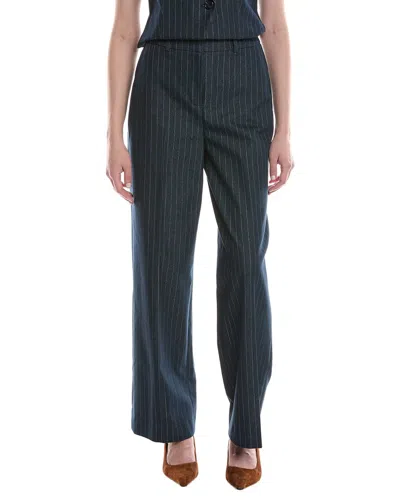 Kenneth Cole Pleated High-rise Wide Leg Pant In Blue