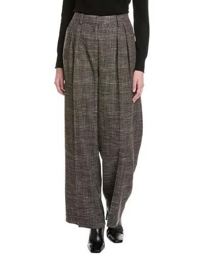 Kenneth Cole Pleated High-rise Wide Leg Pant In Brown