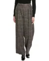 Kenneth Cole Pleated High-rise Wide Leg Pant In Brown