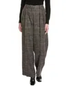 Kenneth Cole Pleated High-rise Wide Leg Pant In Brown