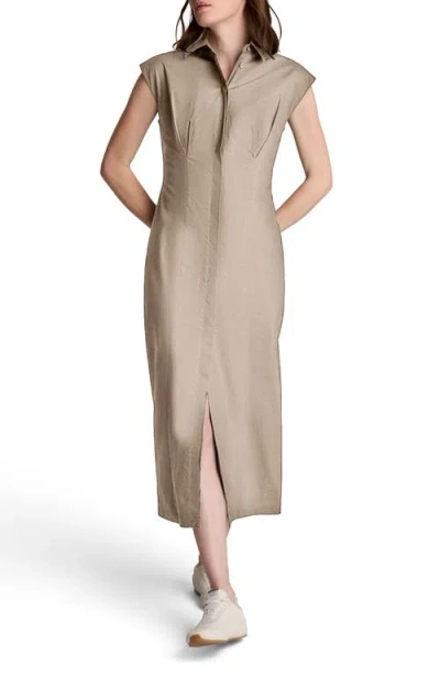 Kenneth Cole Pleated Maxi Shirtdress In Brown