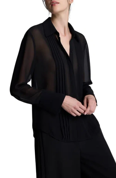 KENNETH COLE KENNETH COLE PLEATED SHEER SHIRT