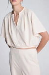 Kenneth Cole Short Sleeve Pullover With Pleated Shoulder In Neutral