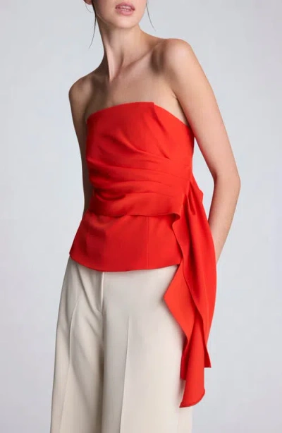 Kenneth Cole Pleated Strapless Top In Red