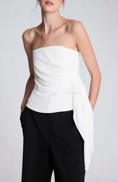 Kenneth Cole Pleated Strapless Top In White