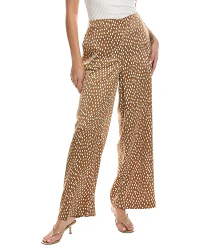 Kenneth Cole Polka Dot High-rise Waist Wide Leg Pant In Brown