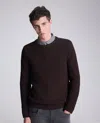 Kenneth Cole Popcorn Crew Sweater In Brown