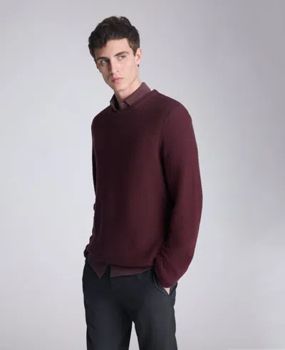 Kenneth Cole Popcorn Crew Sweater In Burgundy