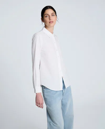 Kenneth Cole Poplin Button Front Shirt In White