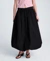 Kenneth Cole Poplin Pull On Bubble Maxi Skirt In Black