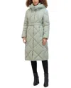 Kenneth Cole Powder Touch Matte Quilted Coat In Green
