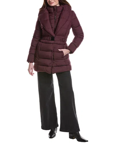 Kenneth Cole Powder-touch Puffer Coat In Burgundy