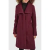 Kenneth Cole Women's Wing Collar Wool Blend Overcoat In Burgundy