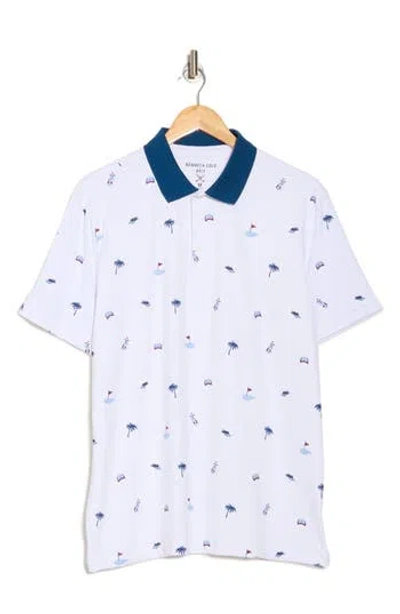 Kenneth Cole Print Golf Polo In Multi