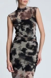 Kenneth Cole Print Side Ruched Sleeveless Top In Multi
