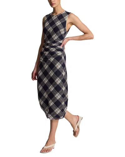 Kenneth Cole Printed Mesh Side Ruched Midi Dress In Multi