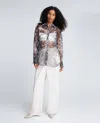 Kenneth Cole Printed Organza Oversized Button Front Shirt