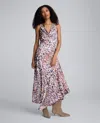 Kenneth Cole Abstract Animal Print Cowl Neck Asymmetric Dress In Multi