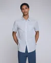 Kenneth Cole Printed Short Sleeve Pocket Button-down Shirt In Blue